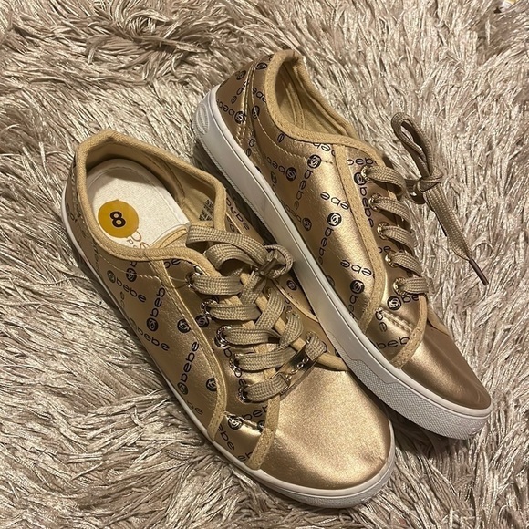 bebe Shoes - BEBE Gold Low Top Fashion‎ Sneakers sz 8